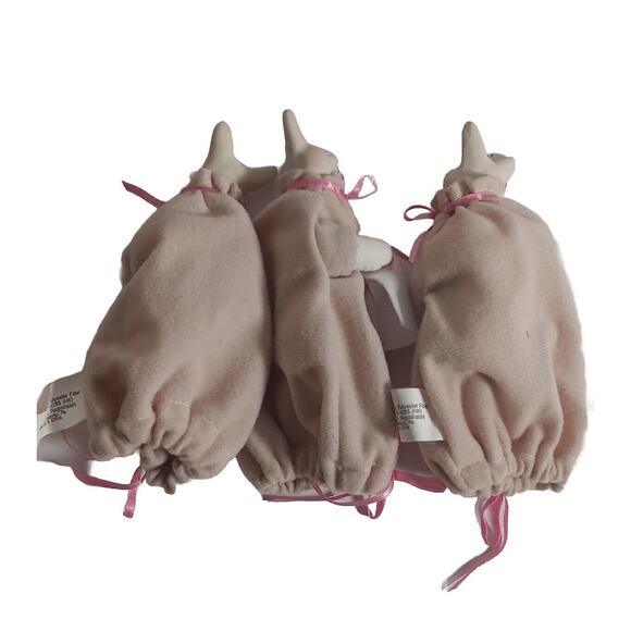 Lot of 3 Overly Raker Finger Puppet Ceramic Face Bunny Rabbit Pouch - Picture 2 of 10